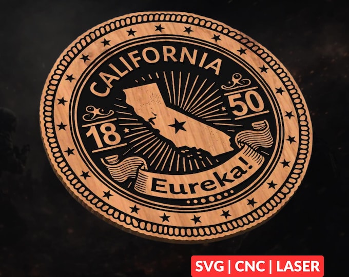 California State Seal Design SVG | CNC Laser Cut File, Wood Wall Art, Glowforge Engraving, LightBurn Ready