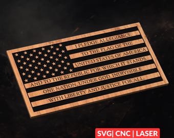 Pledge of Allegiance USA Flag SVG | CNC Laser Cut File, Wood Wall Art, Glowforge Engraving, LightBurn Ready