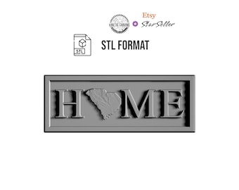 South Carolina Topography HOME Design STL for 3D Printing, CNC Woodworking (Digital Download)