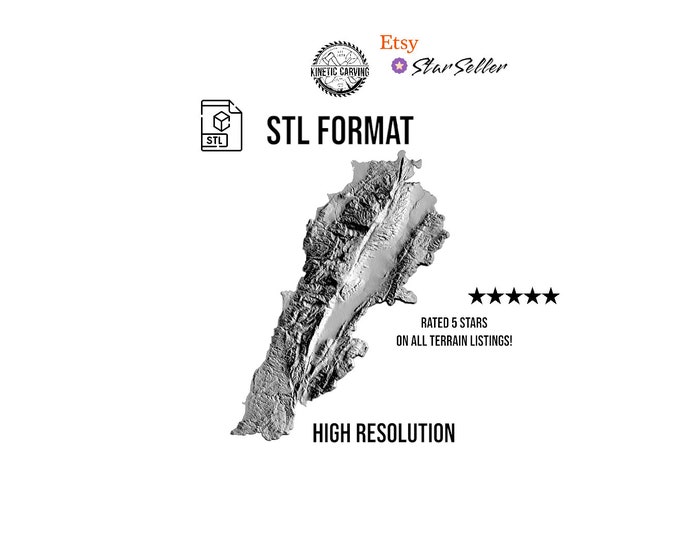 Lebanon STL File – 3D Topographic Map for CNC, 3D Printing, or 3D Lasering