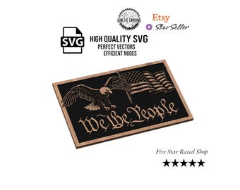 We The People SVG: Bald Eagle & American Flag (Digital Download)