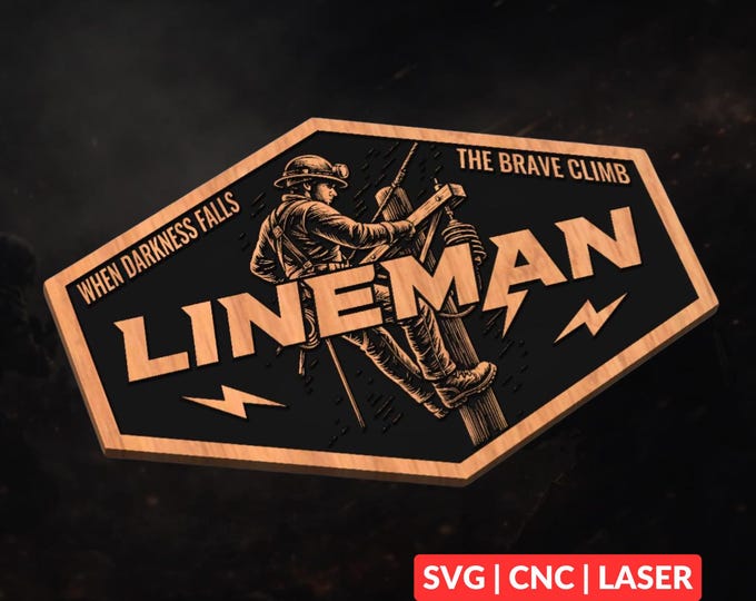 Lineman SVG | CNC Laser Cut File, Wood Wall Art, Glowforge Engraving, LightBurn Ready