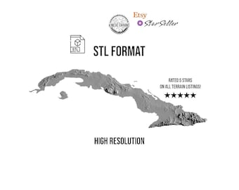 Cuba Terrain STL File: 3D Topographic Map (Digital Download)