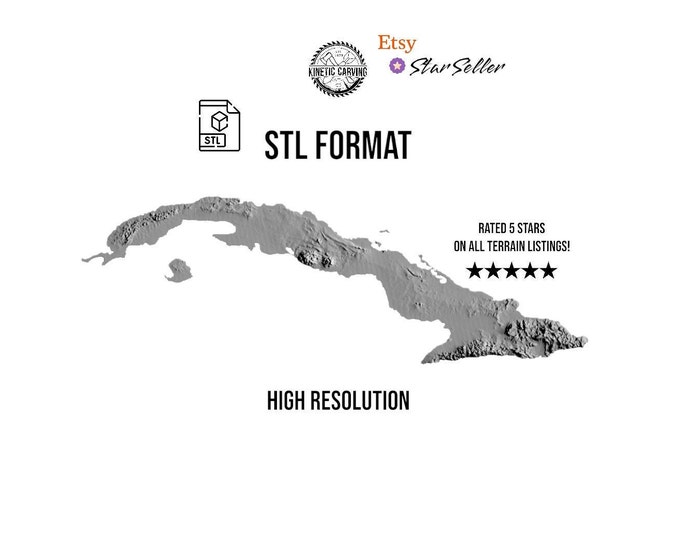 Cuba Terrain STL File – 3D Topographic Map for CNC, 3D Printing, or 3D Lasering