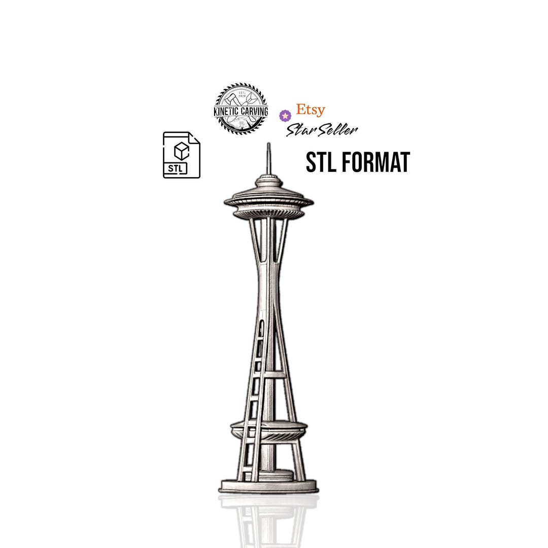 Space Needle STL | 3D CNC Carving File, Wood Relief Art, 3D Printing ...