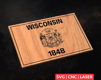 Wisconsin State Flag SVG | CNC Laser Cut File, Wood Wall Art, Glowforge Engraving, LightBurn Ready