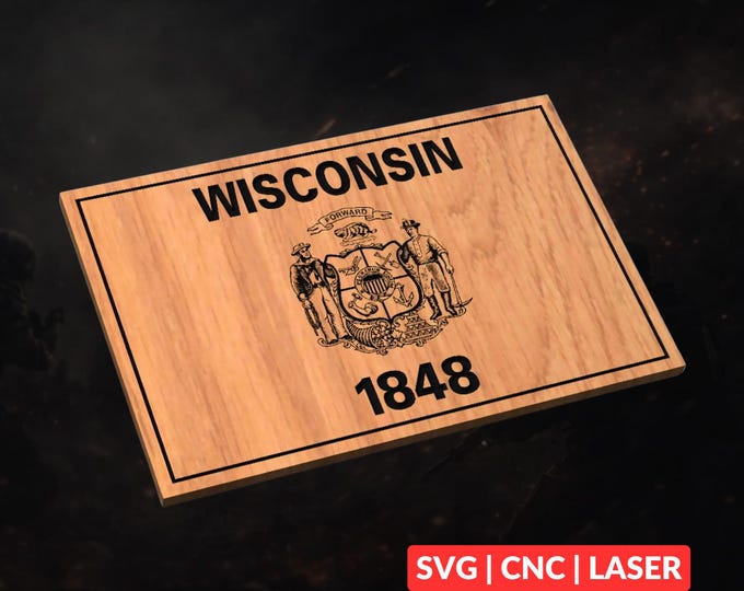 Wisconsin State Flag SVG | CNC Laser Cut File, Wood Wall Art, Glowforge Engraving, LightBurn Ready