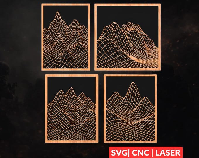Geometric Terrain Patterns Bundle Bundle SVG | CNC Laser Cut File, Wood Wall Art, Glowforge Engraving, LightBurn Ready