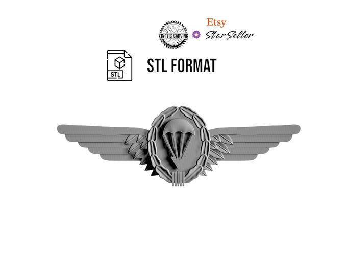 3D STL Model of German Military Jump (Airborne) Wings, for 3D Printing, CNC Woodworking
