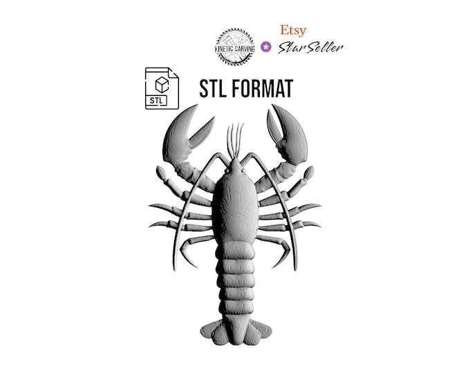 Maine Lobster STL File for Woodworking, CNC, Printing and Lasering