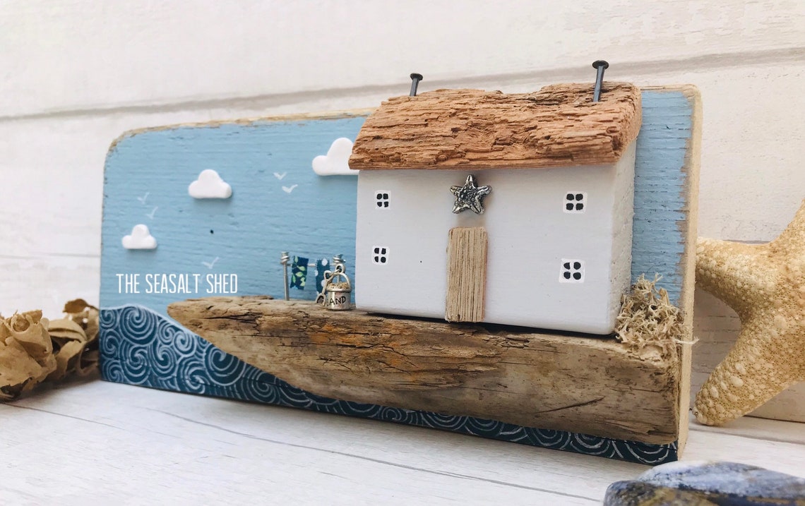Free Standing Coastal Art Driftwood Ornament Bathroom | Etsy