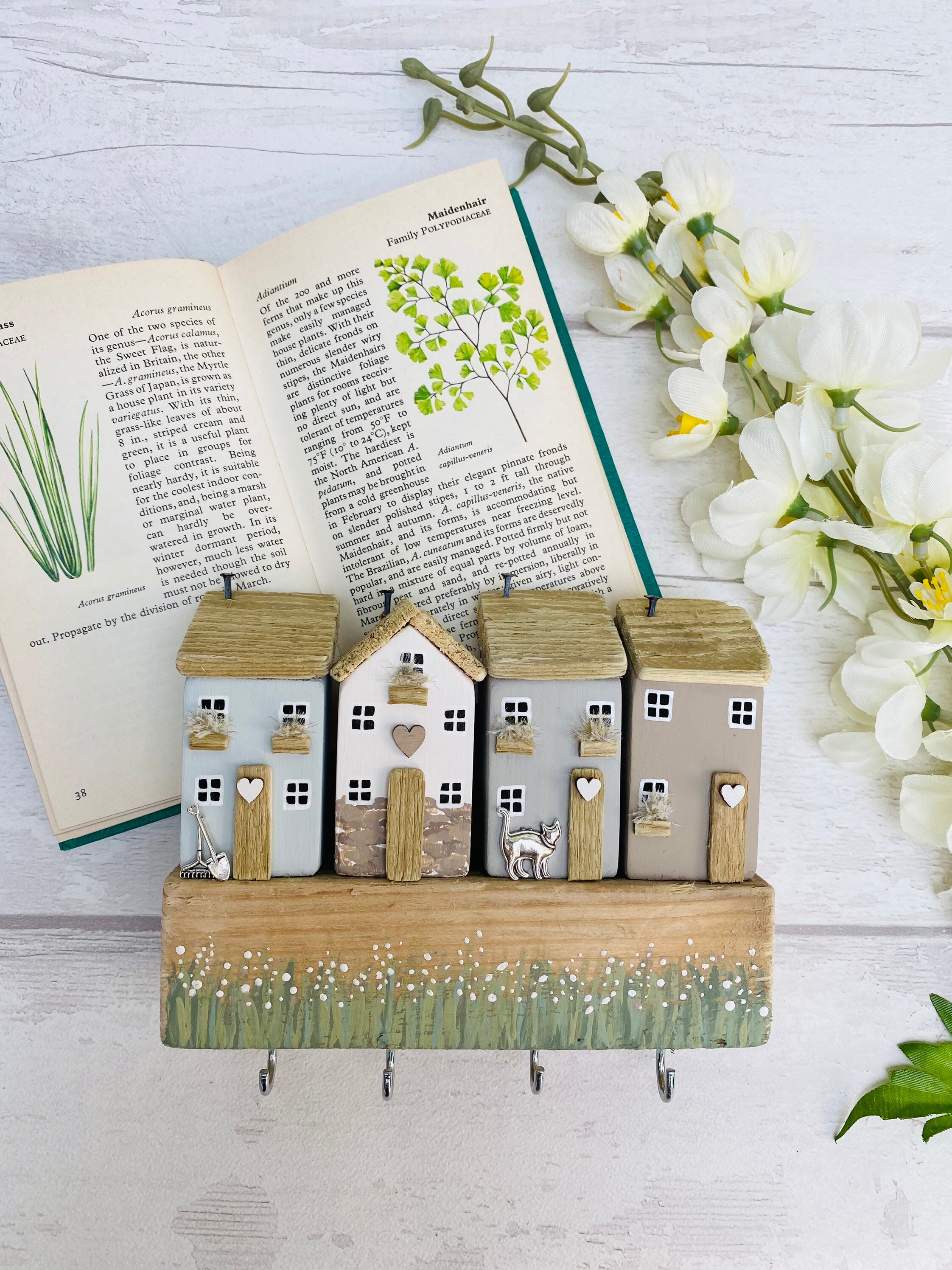 Country Key Holder Driftwood Houses New Home Gift The Etsy