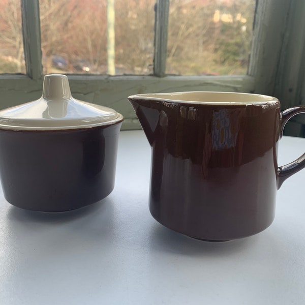 Brown Royal China Mid-Century Creamer & Sugar Bowl set - Made in USA