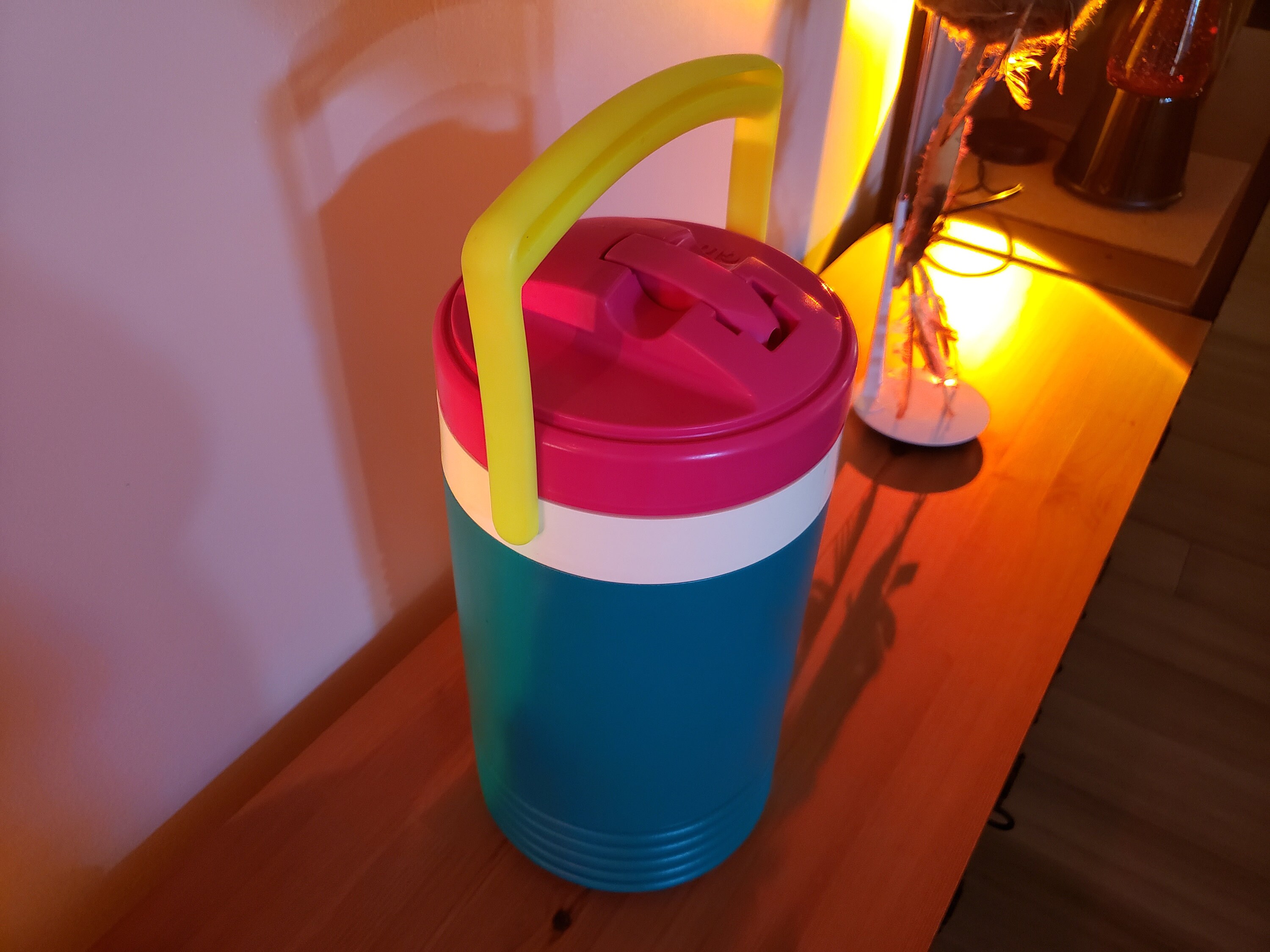 Refroidisseur vintage igloo 1 gallon H20 rose jaune sarcelle ORIGINAL