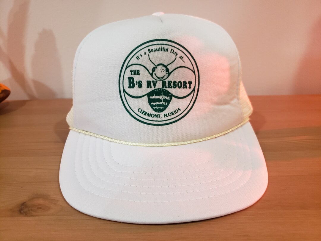 Vintage 80's Trucker Hat - B's RV Resort - White Mesh Snap Back - Etsy