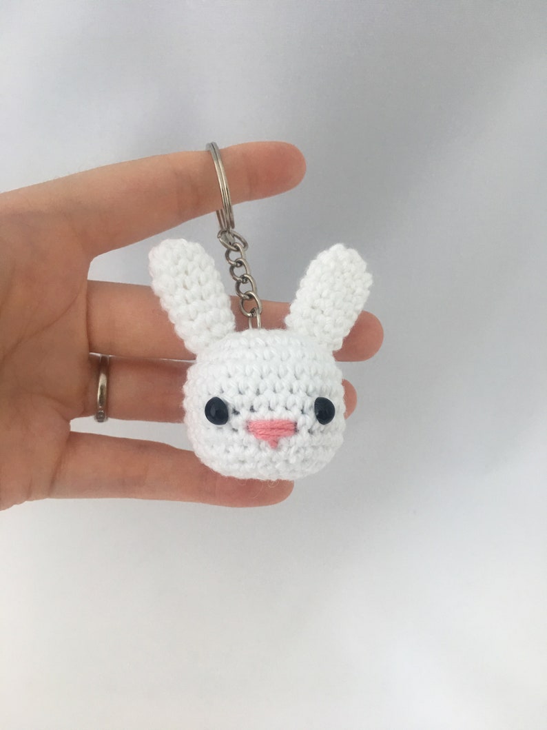 Bunny Head Amigurumi Keychain Crochet Keyring Handmade Etsy
