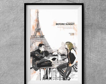 Before Sunset Alternative Movie Poster - Original Illustration