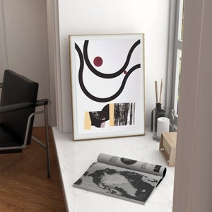 Small Neutral Screen Print. Female nudity. Bauhaus poster. Line art. Abstract figure. Scandinavian wall art. Minimal art. Original print