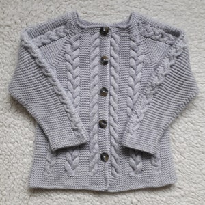 Baby sweater Knit baby sweater Baby knitwear Merino Toddlers knitwear Gray baby jacket Shower gift Merino jacket Baby girl sweater Size 2T image 2