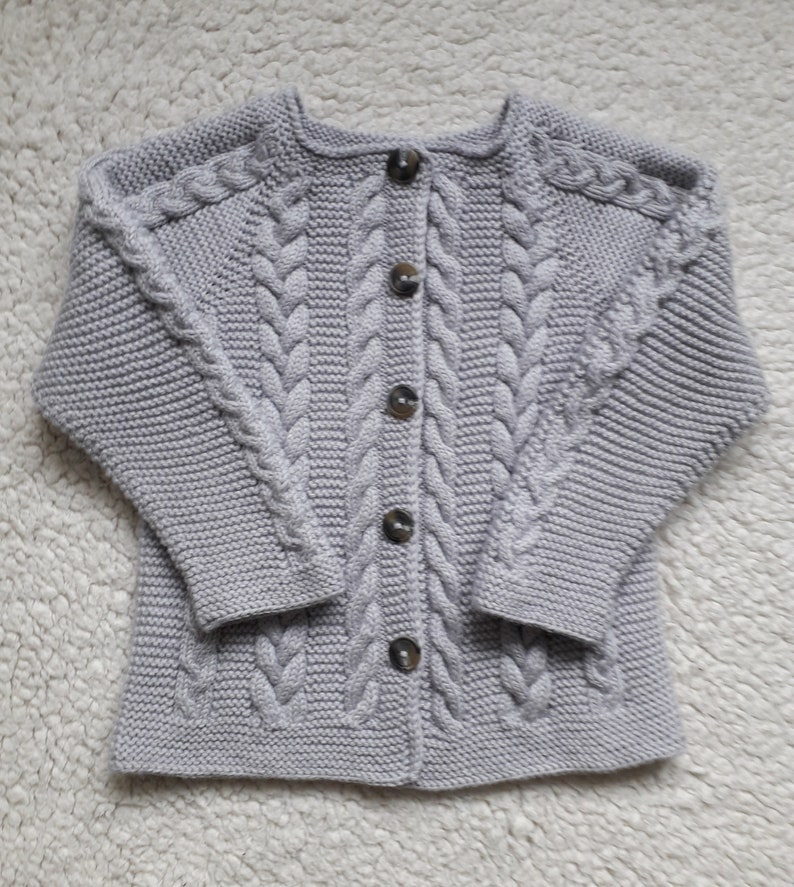 Baby sweater Knit baby sweater Baby knitwear Merino Toddlers knitwear Gray baby jacket Shower gift Merino jacket Baby girl sweater Size 2T image 2