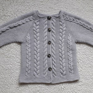 Baby sweater Knit baby sweater Baby knitwear Merino Toddlers knitwear Gray baby jacket Shower gift Merino jacket Baby girl sweater Size 2T image 4