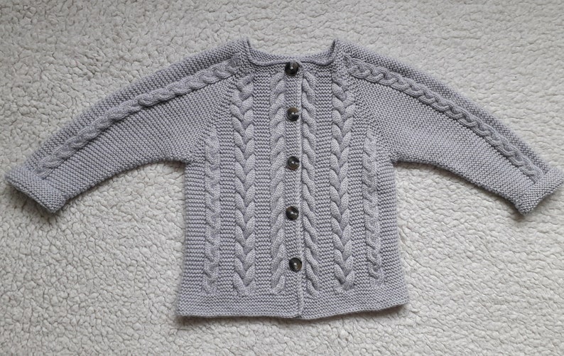 Baby sweater Knit baby sweater Baby knitwear Merino Toddlers knitwear Gray baby jacket Shower gift Merino jacket Baby girl sweater Size 2T image 4