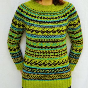 Fair Isle sweater Icelandic sweater Ready to ship Norwegian sweater Womens sweater Free shipping Wool fair isle sweater