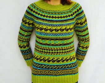 Fair Isle sweater Icelandic sweater Ready to ship Norwegian sweater Womens sweater Free shipping Wool fair isle sweater