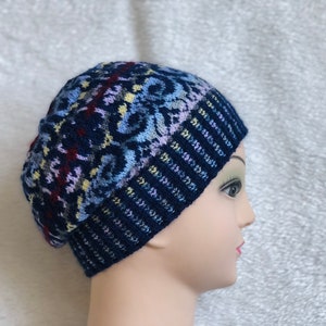 Fair isle hat Womens beanie Knit fair isle beanie Merino fair isle hat Fair isle hat women Winter hat Blue hat Free shipping image 5