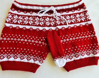 Gestrickte Herrenunterwäsche Wollunterwäsche Willy wärmer Herrenunterwäsche Warme Unterwäsche Strickshorts Geschenk für ihn Boxer