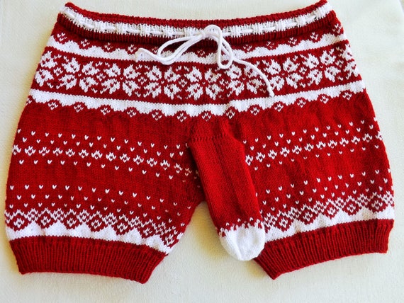 Buy Knitted Mens Underwear Wool Underwear Willy Warmer Mens Underwear Warm  Underwear Knitted Shorts Gift for Him Boxers Online in India 