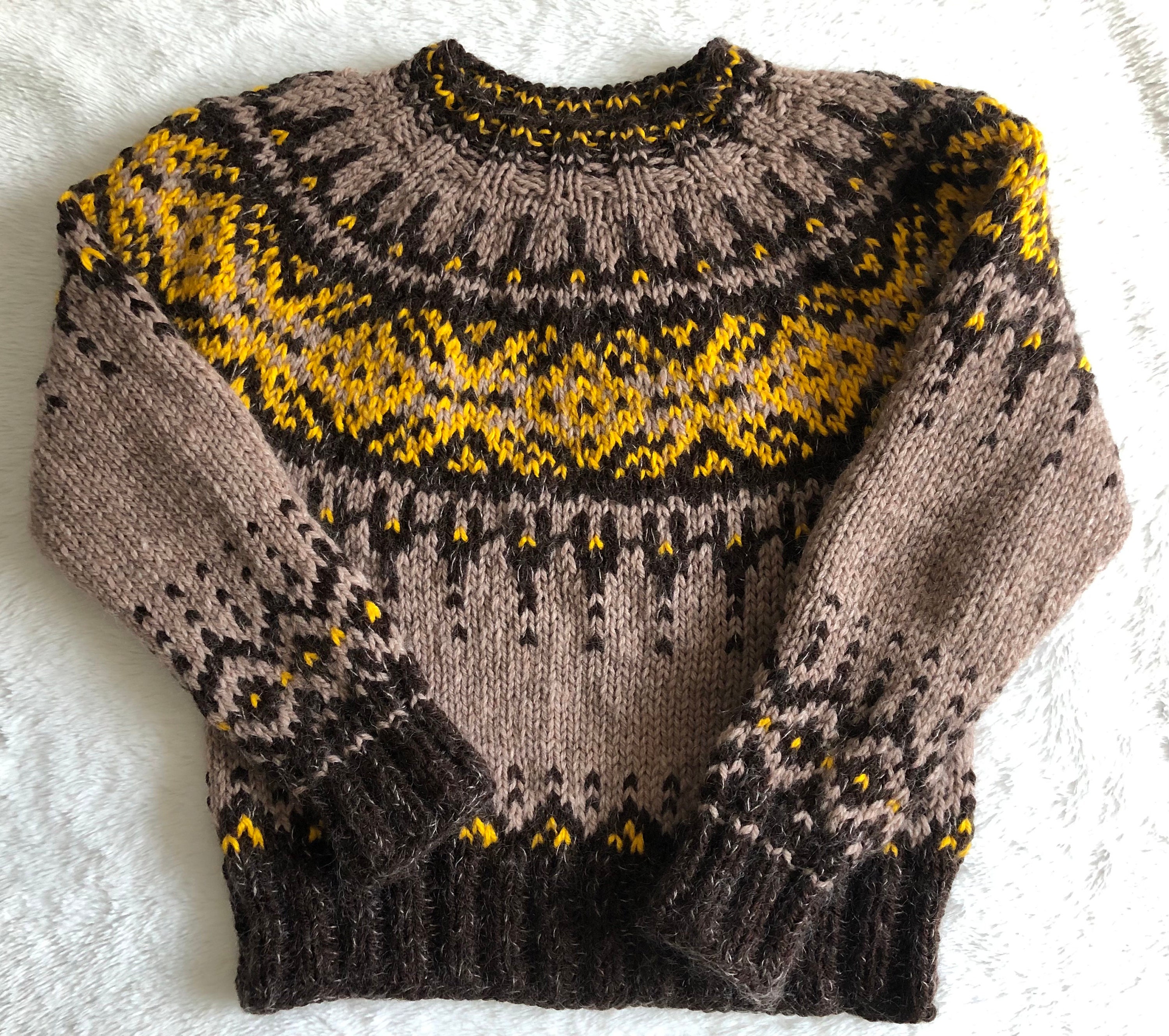 Mohair Pullover Strickpullover Damen Rost Fair Isle Pullover