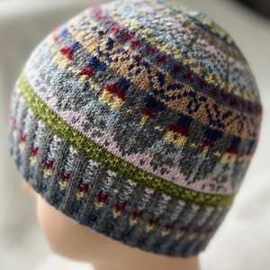 Handknit fair isle hat Merino fair isle beanie Knit hat unisex Knit beanie Knit accessorie Scull cap men FairIsle hat Womens beanie Gray hat