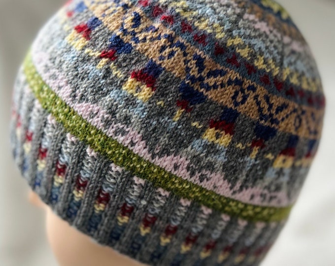 Handknit Fair Isle Hat Merino Fair Isle Beanie Knit Hat Unisex Knit ...