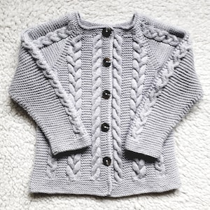 Baby sweater Knit baby sweater Baby knitwear Merino Toddlers knitwear Gray baby jacket Shower gift Merino jacket Baby girl sweater Size 2T image 1