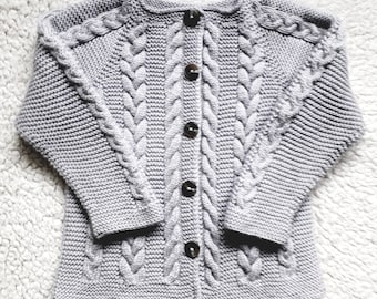 Baby sweater Knit baby sweater Baby knitwear Merino Toddlers knitwear Gray baby jacket Shower gift Merino jacket Baby girl sweater Size 2T