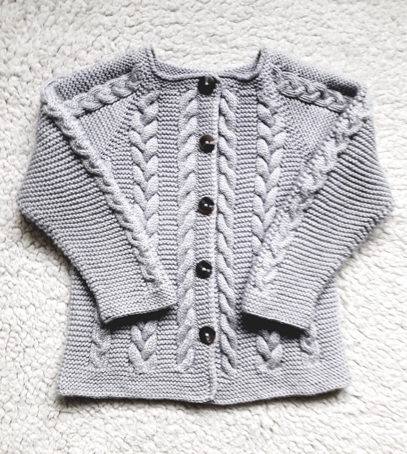 Baby sweater Knit baby sweater Baby knitwear Merino Toddlers knitwear Gray baby jacket Shower gift Merino jacket Baby girl sweater Size 2T image 1