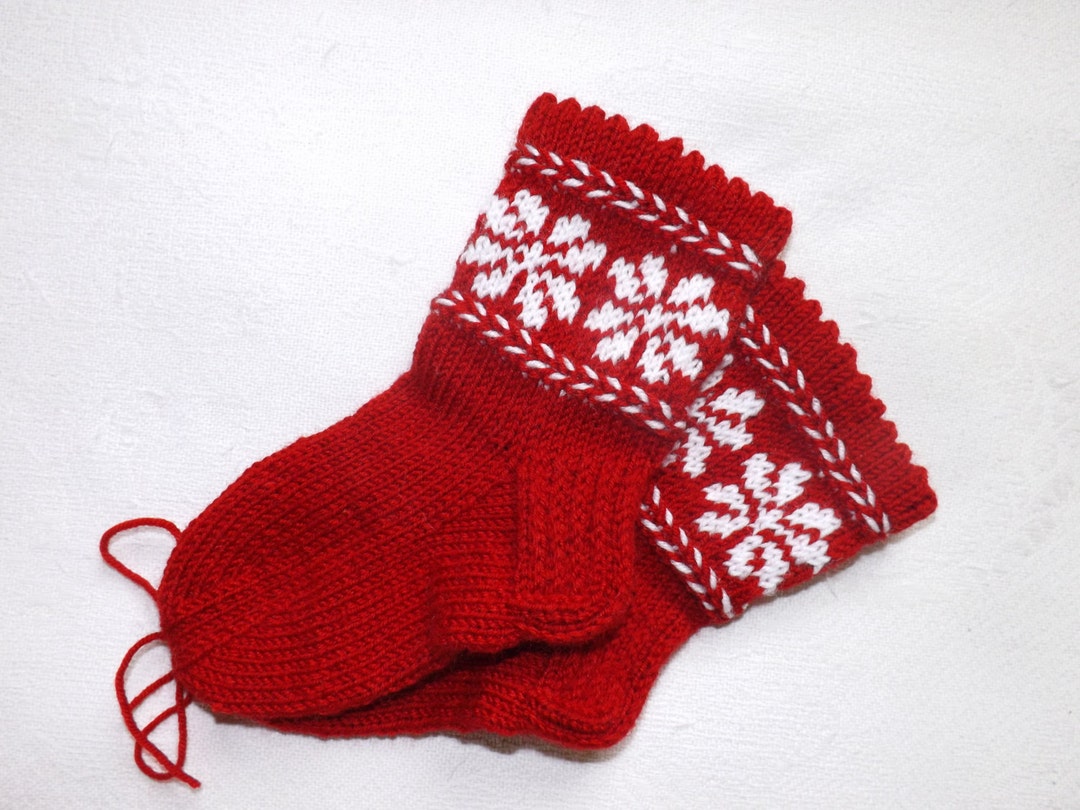 Baby Socks Handknit Kids Socks Red Socks Knit Socks Handknit Girls