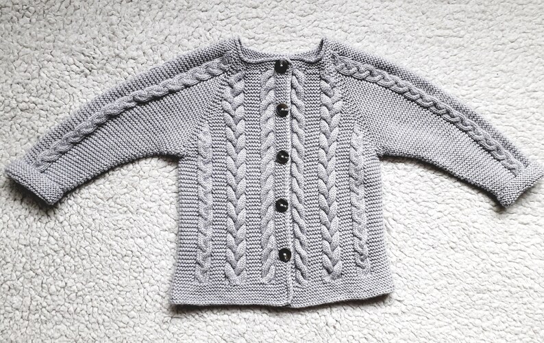 Baby sweater Knit baby sweater Baby knitwear Merino Toddlers knitwear Gray baby jacket Shower gift Merino jacket Baby girl sweater Size 2T image 3