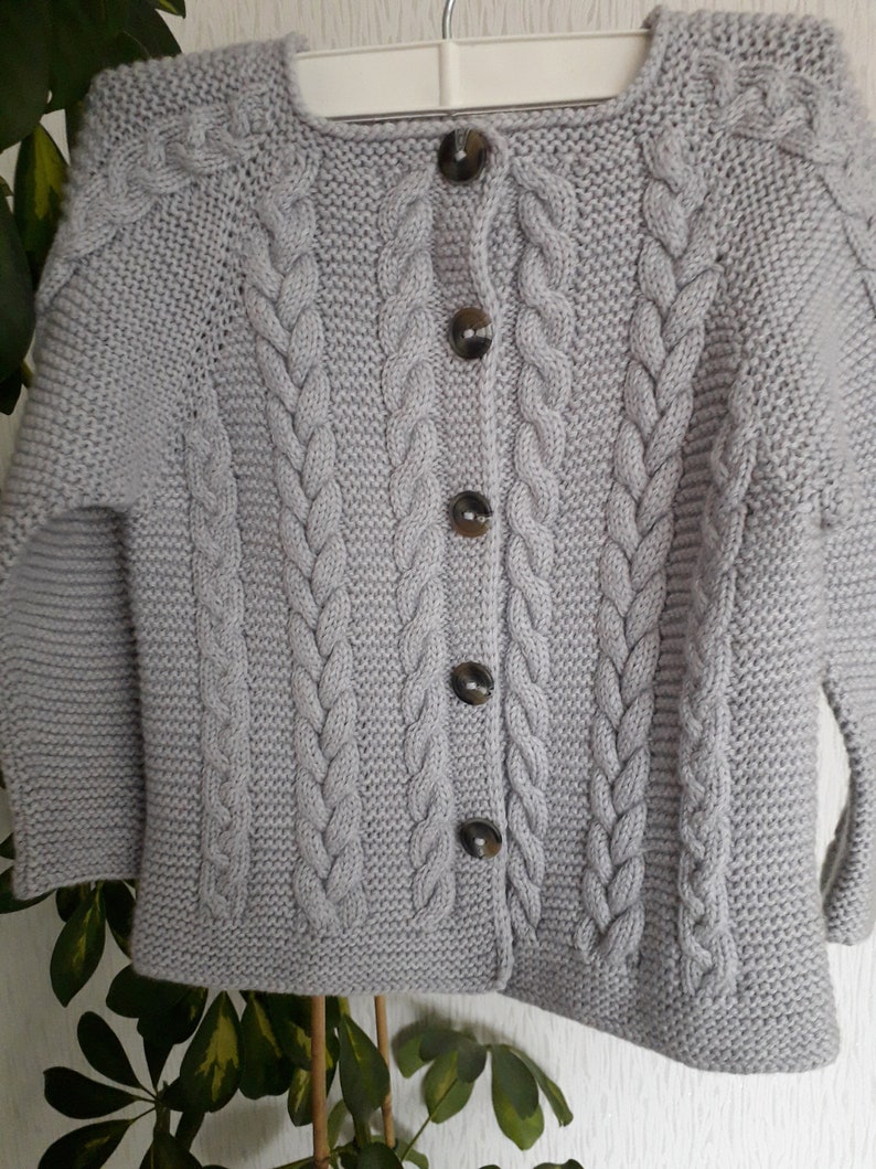 Baby sweater Knit baby sweater Baby knitwear Merino Toddlers knitwear Gray baby jacket Shower gift Merino jacket Baby girl sweater Size 2T image 5