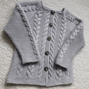 Baby sweater Knit baby sweater Baby knitwear Merino Toddlers knitwear Gray baby jacket Shower gift Merino jacket Baby girl sweater Size 2T image 6