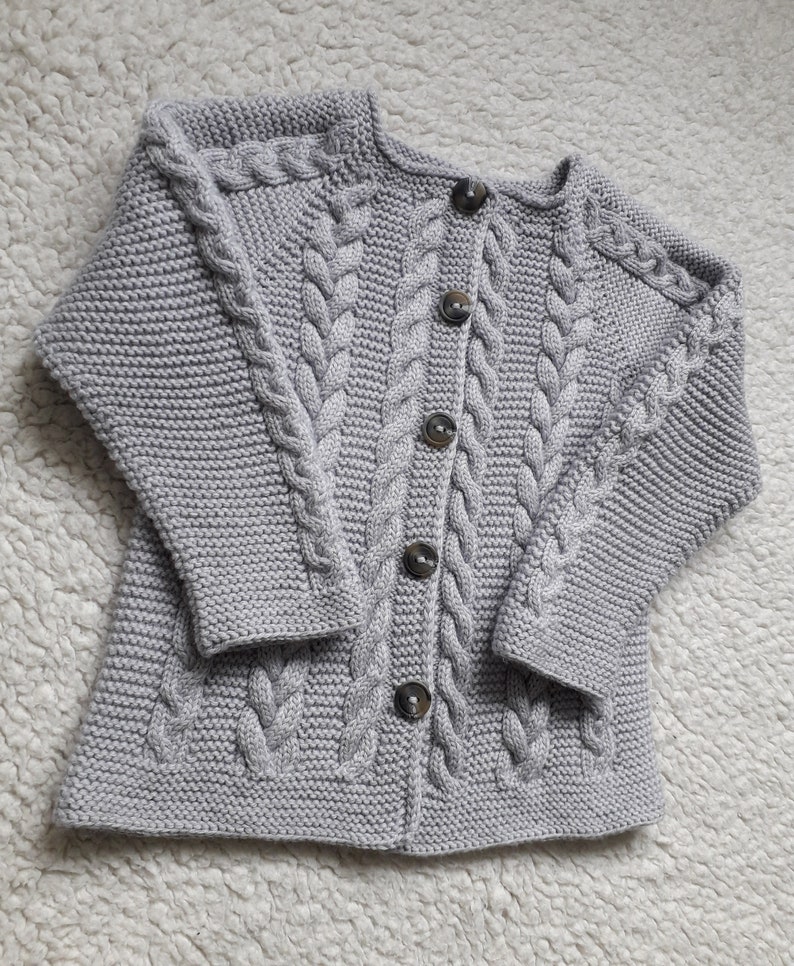 Baby sweater Knit baby sweater Baby knitwear Merino Toddlers knitwear Gray baby jacket Shower gift Merino jacket Baby girl sweater Size 2T image 6