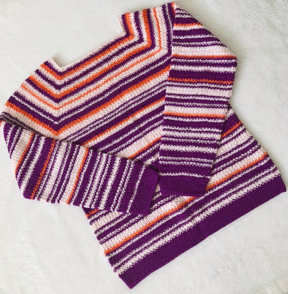 READY TO SHIP, Womens handknit sweater, Cotton summer sweater, Knit sweater women, Womens pullover, Summer pullover, Striped pullover