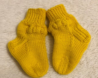 Knit baby socks merino Baby socks Gender neutral baby socks Baby shower gift Yellow baby socks