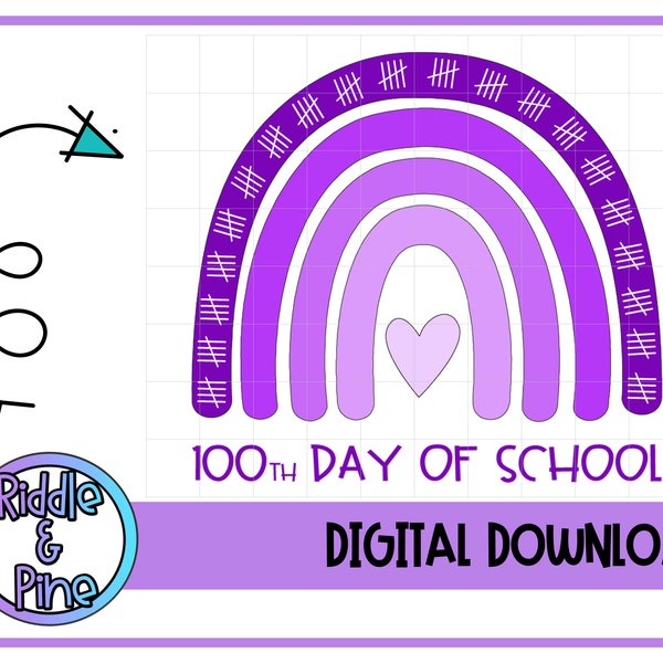 100 Days of School Rainbow tally marks INSTANT DOWNLOAD png sublimation digital download