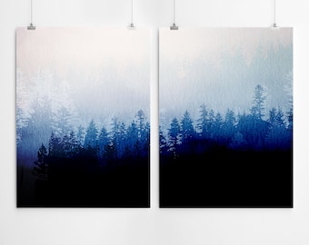 Blue Forest Art Etsy