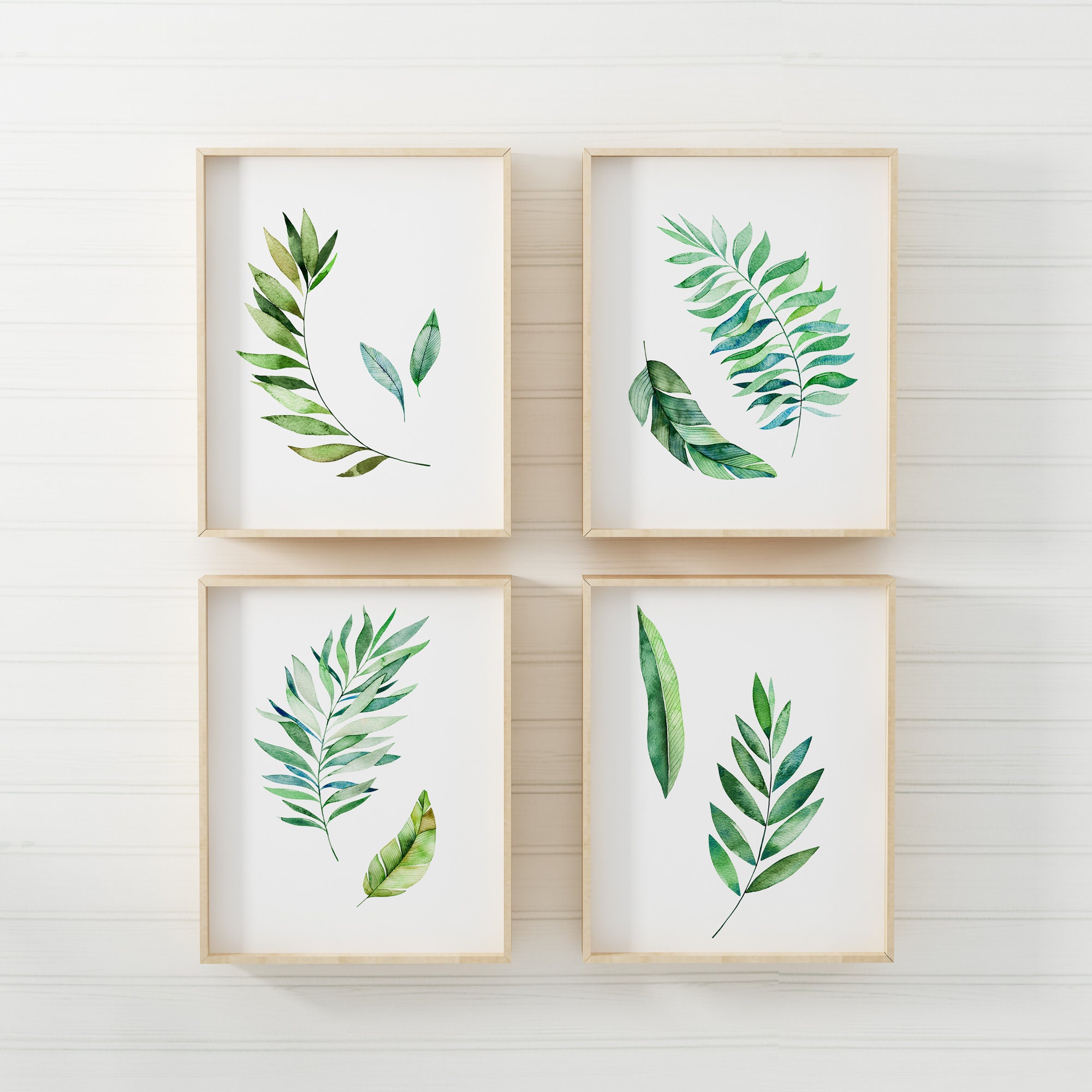 Watercolor Leaves Print Set Watercolor Painting Watercolor | Etsy