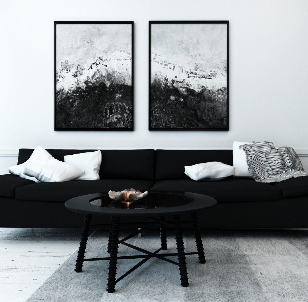 Black and White Abstract Painting Prints Black and White - Etsy