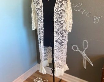 Lace Kimono, swimsuit coverup, cardigan duster