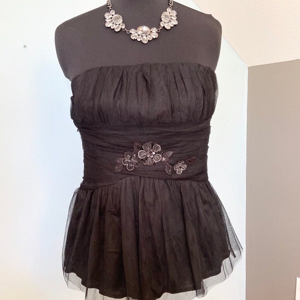 Black strapless corset top/ Black strapless top/ Elegant black corset top